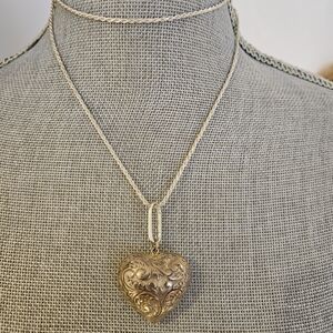 Vintage Sterling Silver Plated Heart Pendant